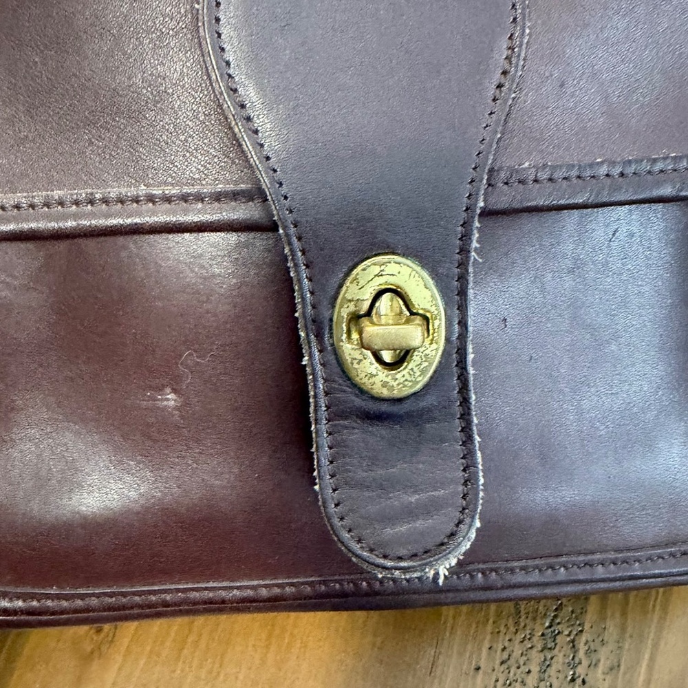 Vintage Coach Station Bag 5130 Mahogany Brown Leather Crossbody Purse - Picture 7 of 13
